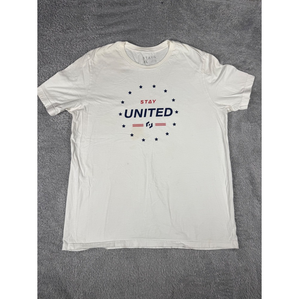 Stay Wear Stay United Graphic T-Shirt Mens XL White Fair Patriotic Stars USA